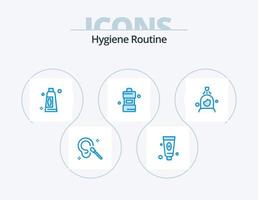 rotina de higiene azul icon pack 5 design de ícones. lavagem. mulher. creme. detergente. limpador vetor