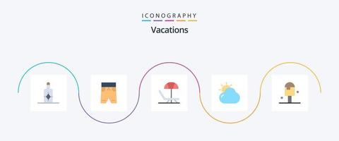 pacote de ícones de 5 planos de férias, incluindo o verão. gelo. verão. de praia. brilhando vetor