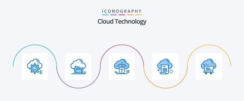 pacote de ícones de tecnologia de nuvem azul 5, incluindo documento. Arquivo. dados. dados. conectado vetor