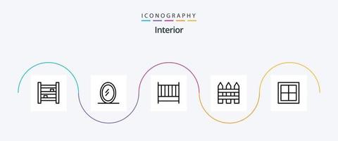 pacote de ícones da linha interior 5, incluindo casa. apartamento. quarto. interior. cerca vetor