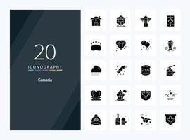 20 ícone de glifo sólido do Canadá para apresentação vetor