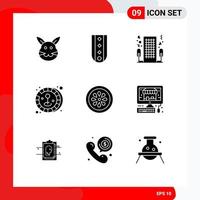 9 ícones criativos, sinais modernos e símbolos de joystick de bebida, moeda listrada, romance, elementos de design de vetores editáveis