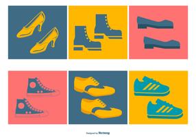 coleção de ícones de sapatos variados vetor