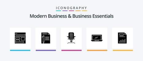 pacote de ícones de negócios modernos e essenciais de negócios glifo 5, incluindo móveis. o negócio. editar. braço. Escreva. design de ícones criativos vetor