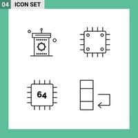 pacote de 4 cores planas criativas preenchidas de hardware de pódio mesquita computadores computadores elementos de design vetorial editáveis vetor