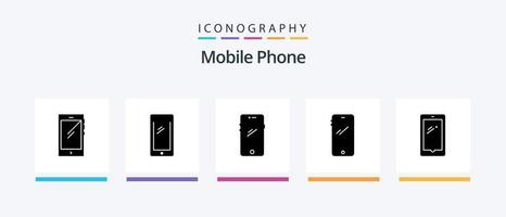 pacote de ícones de glifo 5 para celular, incluindo design de ícones criativos vetor