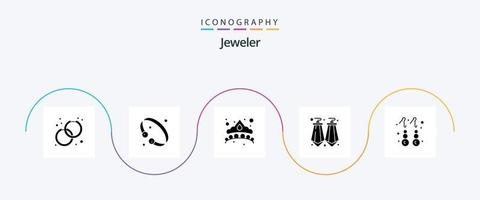 pacote de ícones de glifo de joias 5, incluindo moda. jóia. luxo. pedras preciosas. jóia vetor