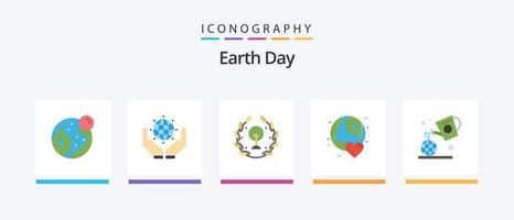 pacote de ícones do dia da terra plana 5, incluindo a terra. Ame. terra. mundo. terra. design de ícones criativos vetor