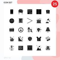 conjunto de pictogramas de 25 glifos sólidos simples de configuração de grade de derrapagem de interface de espaço de trabalho elementos de design de vetores editáveis