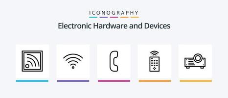 Dispositivos linha 5 pacote de ícones incluindo . telefone. notícias. design de ícones criativos vetor