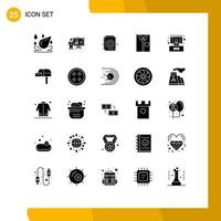 grupo de símbolos de ícones universais de 25 glifos sólidos modernos de desgaste, arquivo de moda, pano de vestido, elementos de design de vetores editáveis