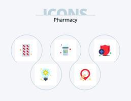 design de ícones do pacote de ícones planos de farmácia 5. médico. saúde. medicina. pílulas. medicina vetor