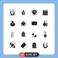 16 ícones criativos sinais modernos e símbolos de informações de ideia de web de espaguete elementos de design de vetores editáveis de ação de graças