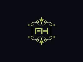 letra do logotipo fh moderno, modelo de logotipo de luxo colorido fh vetor