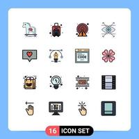 conjunto de 16 sinais de símbolos de ícones de interface do usuário modernos para elementos de design de vetores criativos editáveis como bolsa de viagem