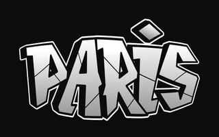 letras de estilo de graffiti de palavra de paris ilustração de logotipo de desenho animado de rabiscos desenhados à mão letras engraçadas e legais de paris, moda, impressão de estilo de graffiti para camiseta, conceito de pôster vetor