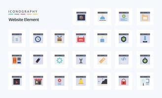 pacote de ícones de cores planas de 25 elementos do site vetor