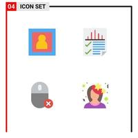 pacote de interface do usuário de 4 ícones planos básicos de computadores de fotos, gadget de página de retrato, elementos de design de vetores editáveis