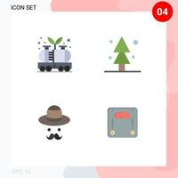conjunto de ícones planos de interface móvel de 4 pictogramas de energia avatar poder natureza dia elementos de design de vetores editáveis