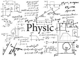 fórmulas de física desenhadas à mão no fundo vetor