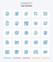 interface de usuário criativa 25 pacote de ícones azuis, como preferência. equalizador. pessoas. configuração. procurar vetor