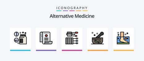 linha de medicina alternativa cheia de 5 ícones incluindo sopa. médico. médico. hospital. estetoscópio. design de ícones criativos vetor