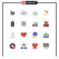 16 ícones criativos, sinais e símbolos modernos de sauna, grupo de mãos, festa do coração, pacote editável de elementos de design de vetores criativos