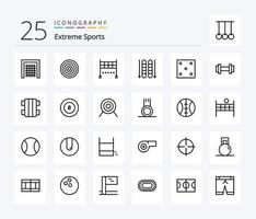 pacote de ícones de 25 linhas de esporte, incluindo esporte. jogos. Finalizar. dados. céu vetor