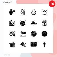 16 conceito de glifo sólido para sites móveis e aplicativos presente mecanismo de diamante salvar elementos de design de vetores editáveis