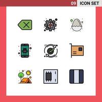 9 interface do usuário pacote de cores planas de linha cheia de sinais e símbolos modernos do aplicativo de bebê de relatório elementos de design de vetores editáveis para android