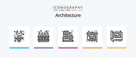 pacote de ícones de linha 5 de arquitetura, incluindo mão de obra. trabalhador da construção. escova de rolo. arquiteto. companhia. design de ícones criativos vetor