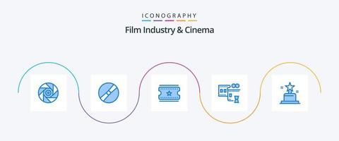 pacote de ícones cenima blue 5 incluindo oscar. prêmio. pokémon. rolo de filme. rolo de filme vetor