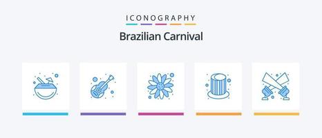 pacote de ícones do carnaval brasileiro azul 5, incluindo holofote. boné. violino. Festa. Magia. design de ícones criativos vetor