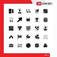 conjunto de 25 sinais de símbolos de ícones de interface do usuário modernos para compras de capital ecologia carrinho de compras elementos de design de vetores editáveis