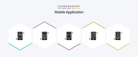 pacote de ícones de 25 glifos para aplicativos móveis, incluindo celular. navegação. alarme. Móvel. aplicativo vetor