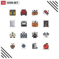 16 ícones criativos, sinais e símbolos modernos da lista de verificação, assento de marshmallow, sinal de doces, elementos de design de vetores criativos editáveis