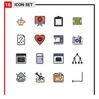 conjunto de 16 sinais de símbolos de ícones de interface do usuário modernos para plano de buffer de negócios elementos de design de vetores criativos editáveis
