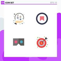 conjunto de ícones planos de interface móvel de 4 pictogramas de mão de óculos de caridade mais elementos de design de vetor editável de filme