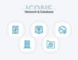 rede e banco de dados azul icon pack 5 design de ícone. base de dados. nuvem. documento. dados vetor