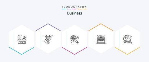 pacote de ícones de 25 linhas de negócios, incluindo seguro. finança. solução. bancário. gráfico vetor