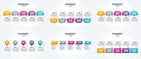 conjunto de design plano de infográficos de ilustração vetorial para folheto publicitário e revista vetor