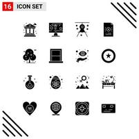 16 ícones criativos sinais modernos e símbolos de documento de arquitetura de economia financeira desenhando elementos de design vetorial editáveis vetor