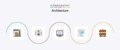 arquitetura plana 5 pacote de ícones incluindo arquivo. documento. esquema. entregável. piso vetor