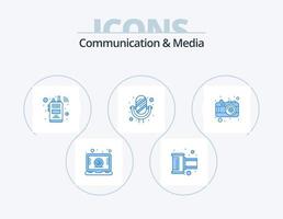 design de ícones do pacote de ícones azuis de comunicação e mídia 5. fotos. gravador de som. comunicação. registro. microfone vetor