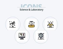 linha de ciência cheia de ícones do pacote 5 design de ícones. biologia. microscópio. biologia. laboratório. Ciência vetor