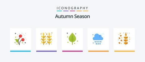 pacote de ícones de outono plana 5, incluindo clima. nuvem. trigo. outono. natureza. design de ícones criativos vetor