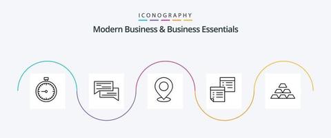 negócios modernos e negócios essenciais linha 5 pacote de ícones incluindo marcador. mapa. bolha. localização. social vetor