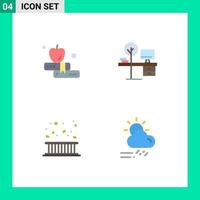 pacote de ícones planos de 4 símbolos universais de lugar de conforto de borda de maçã cair elementos de design de vetores editáveis