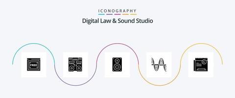 lei digital e pacote de ícones de estúdio de som glyph 5 incluindo pressão. hertz. música. frequência. monitor vetor