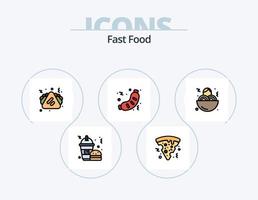 linha de fast food cheia de ícones do pacote 5 design de ícones. . hambúrguer. Comida. Comida. Comida vetor